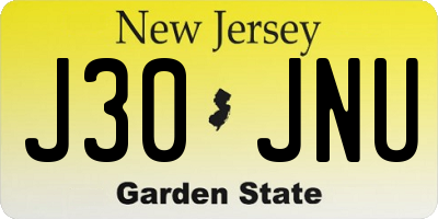NJ license plate J30JNU