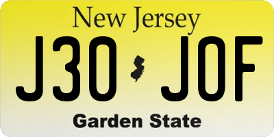 NJ license plate J30JOF