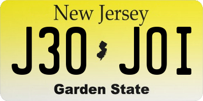 NJ license plate J30JOI