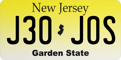 NJ license plate J30JOS