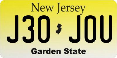 NJ license plate J30JOU