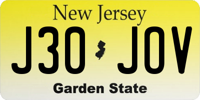NJ license plate J30JOV