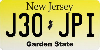 NJ license plate J30JPI
