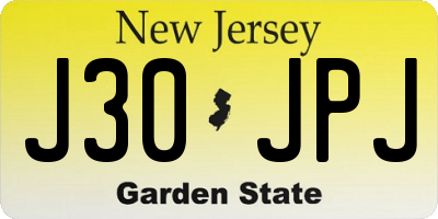 NJ license plate J30JPJ