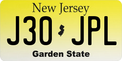 NJ license plate J30JPL