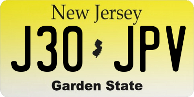 NJ license plate J30JPV