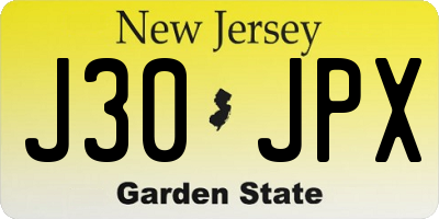 NJ license plate J30JPX