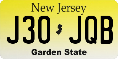 NJ license plate J30JQB
