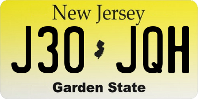 NJ license plate J30JQH