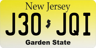 NJ license plate J30JQI