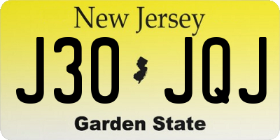 NJ license plate J30JQJ