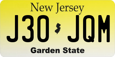 NJ license plate J30JQM