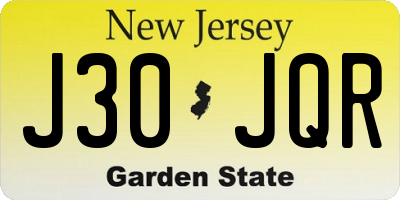 NJ license plate J30JQR