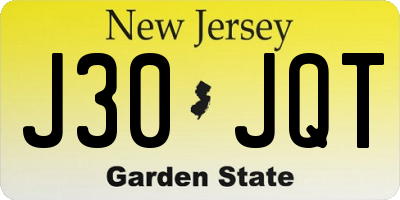 NJ license plate J30JQT
