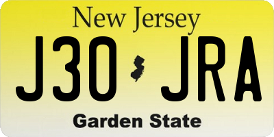 NJ license plate J30JRA