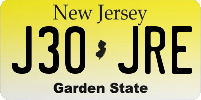 NJ license plate J30JRE