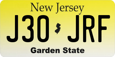 NJ license plate J30JRF