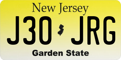 NJ license plate J30JRG
