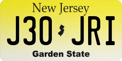 NJ license plate J30JRI