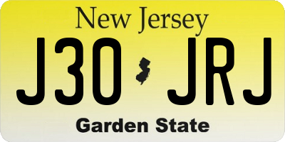 NJ license plate J30JRJ