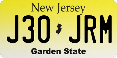 NJ license plate J30JRM