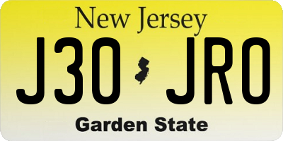NJ license plate J30JRO