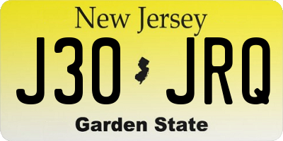 NJ license plate J30JRQ