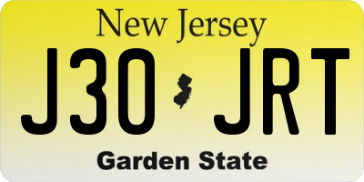 NJ license plate J30JRT