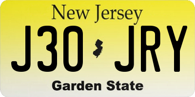 NJ license plate J30JRY