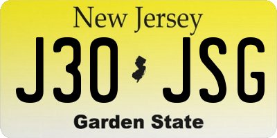 NJ license plate J30JSG