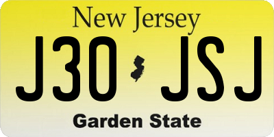 NJ license plate J30JSJ