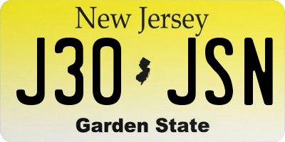 NJ license plate J30JSN