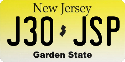 NJ license plate J30JSP