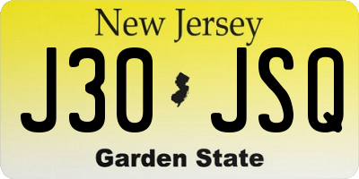 NJ license plate J30JSQ