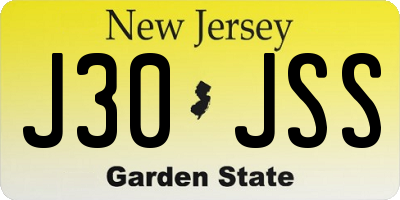 NJ license plate J30JSS