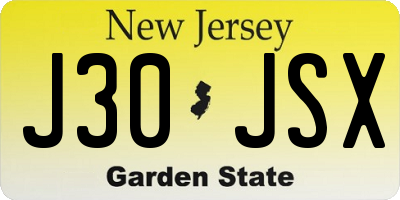 NJ license plate J30JSX