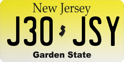 NJ license plate J30JSY
