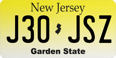 NJ license plate J30JSZ
