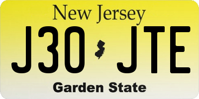 NJ license plate J30JTE
