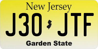 NJ license plate J30JTF
