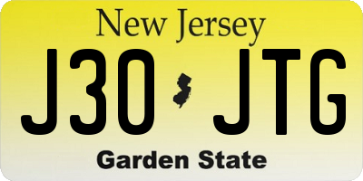 NJ license plate J30JTG