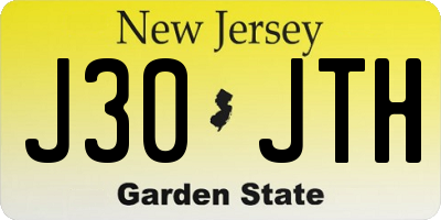NJ license plate J30JTH