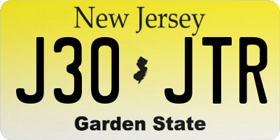 NJ license plate J30JTR