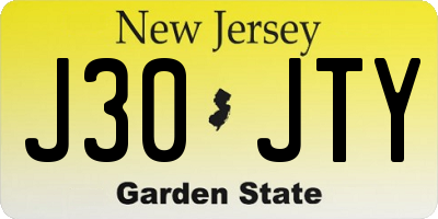 NJ license plate J30JTY