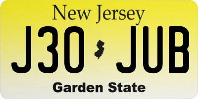 NJ license plate J30JUB