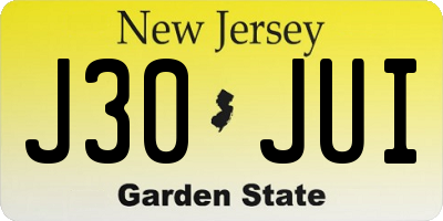 NJ license plate J30JUI