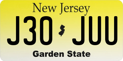 NJ license plate J30JUU