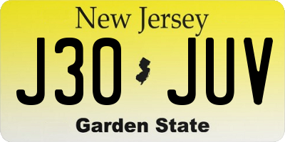 NJ license plate J30JUV