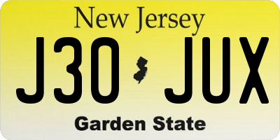 NJ license plate J30JUX