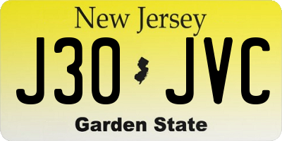 NJ license plate J30JVC